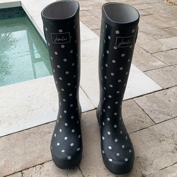 Joules tall polka dot Rain boots - New - Picture 3 of 7